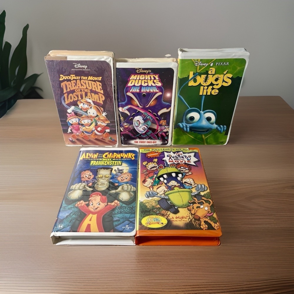 Disney Nickelodeon VHS Lot of 5 DuckTales Mighty Ducks Bug's Life Rugrats Alvin